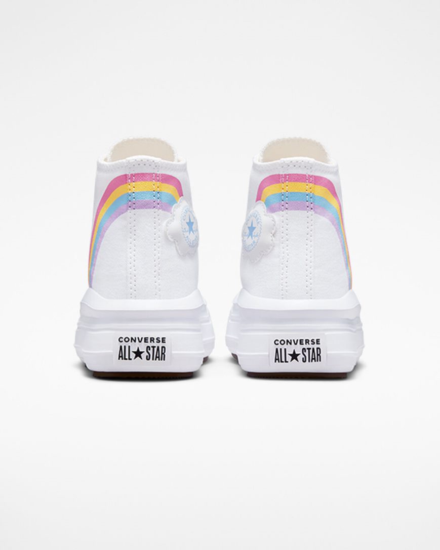 Sapatos Plataforma Converse Chuck Taylor All Star Move Rainbow Cloud Cano Alto Menina Branco Azuis Rosa | PT I01T395